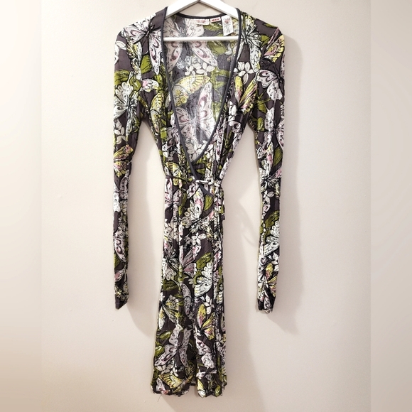 Vintage Miss Sixty Butterfly Print Wrap Dress - Size M - Picture 4 of 13